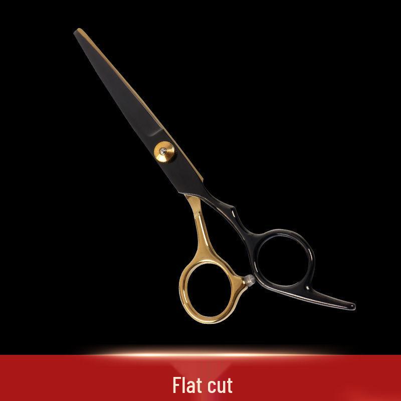 Black Gold Hairdressing Scissors Set: Flat Cut & Thinning Scissors for Women - Perfect for Home Haircuts and Bangs.