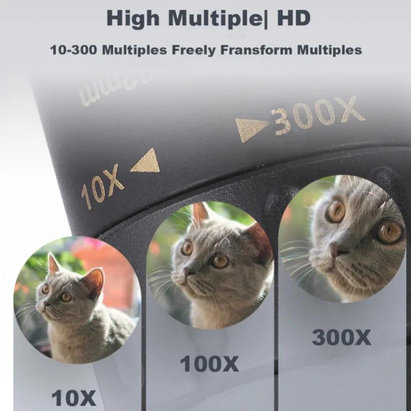 Powerful Binoculars Long Range Quality Portable 10-300X Zoom Metal HD Bak4 Professional Telescope Monocular for Hunting