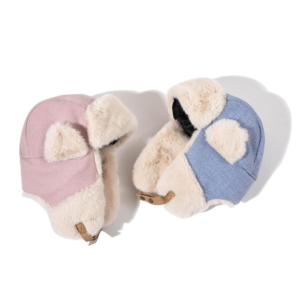 Croogo Pilot Cap with Ear Perfect for Flight Perfect for and Stylish Russian Style Boa Fleece Flight Cap Men's Flaps, Winter, Warm, Fleece-Lined Cap,