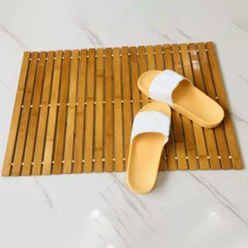 Natural Bamboo Wood Bath Mat Waterproof Floor Mat for Bathroom Toilet Pet Mat Bamboo Bath Mat Large Small for Shower Non Slip