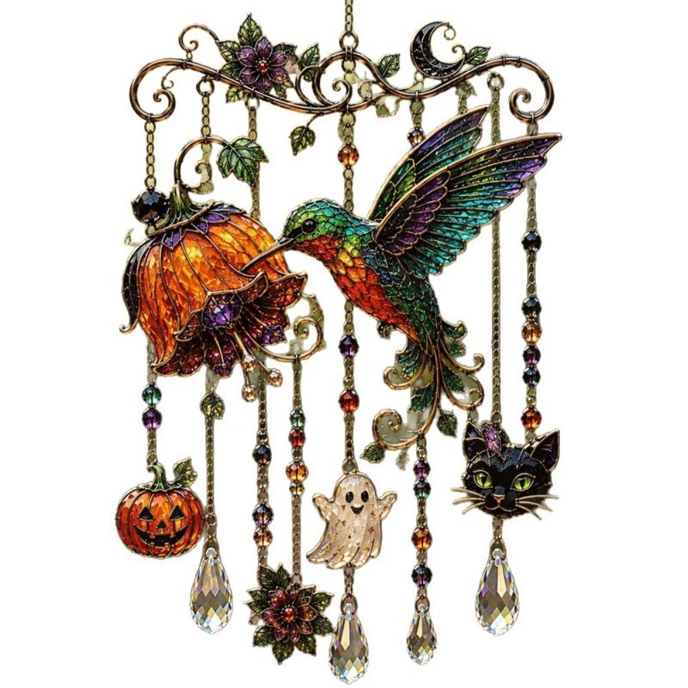 Carillon à vent fantôme suspendu Carillon à vent lumineux d'Halloween Ornement suspendu Intérieur Mur Porte