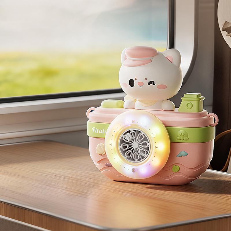 Cartoon-Kamera-Seifenblasenmaschine Automatisch Outdoor Handheld Porös Blasenbläser Wiederaufladbar Seifenblasenmacher Leuchtend Party-Spielzeug Geschenke