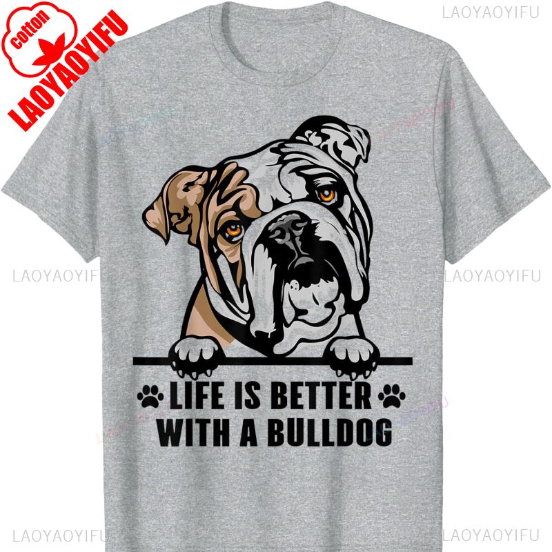 Bulldog Dad Funny English Bulldog Lover Gift TShirt Harajuku Shirts for Clothing Graphic T Shirts Aesthetic Clothes Tops Unisex