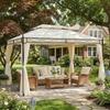 Garden Gazebo, 4 x 3 m, Double Roof, Anti-UV Steel, 400 x 300 x 280 cm, Cream