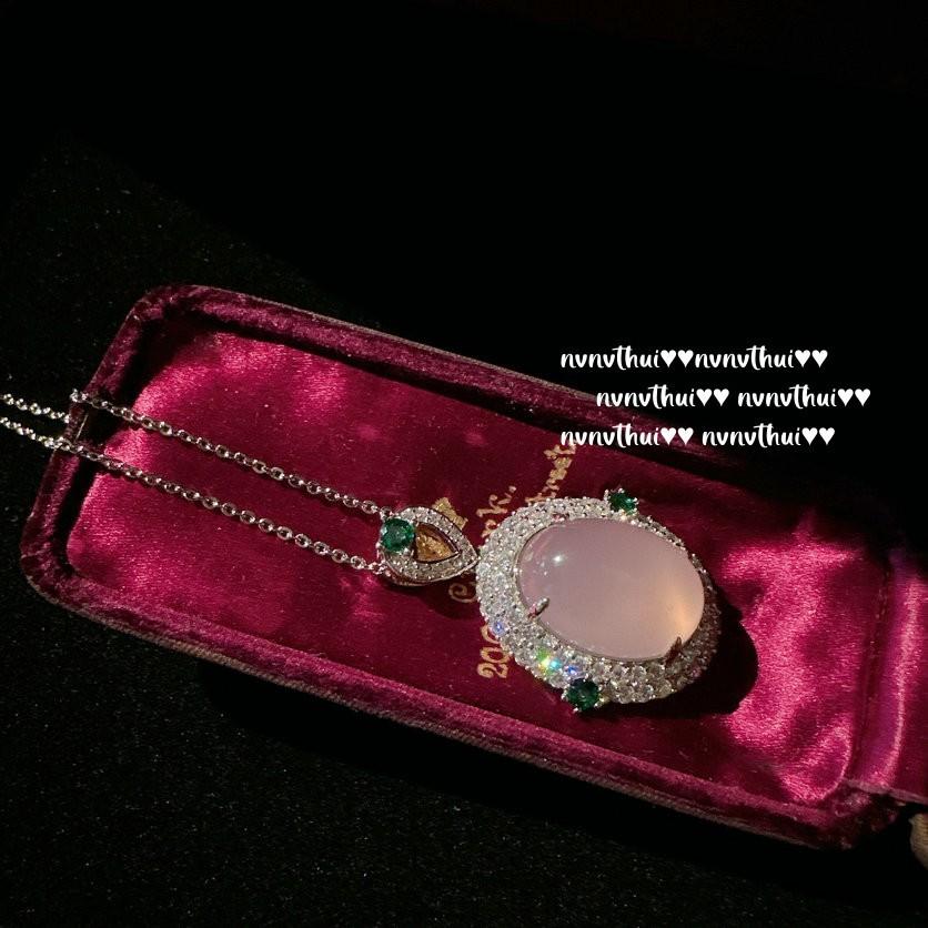 Emperor Pink Purple Chalcedony Water Drop Necklace, Watery And Watery, Plated With 18K Gold Egg-Shaped Pink Chalcedony Zircon Neck Chain.