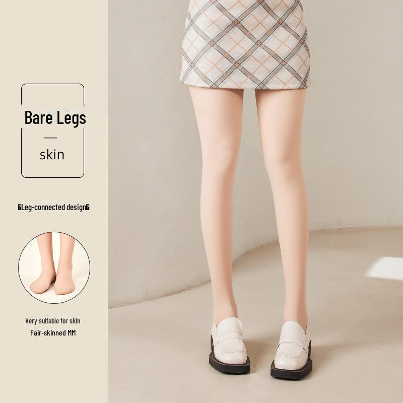 Women's Skin-colored Stockings: Bare Legs, Natural Flesh Tone, Velvet-lined, Thick Pantyhose for a Nude Sensation - Zero Purchase