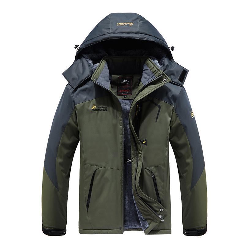 Autumn and Winter Men's Jacket Plus Velvet Thicken Plus Size Warm Windproof Waterproof Mountaineering Clothes