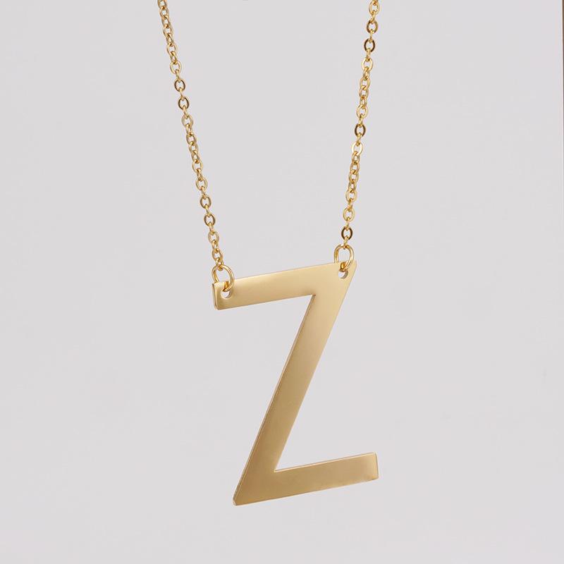 18K Gold Stainless Steel Alphabet Necklace—Women's Titanium Steel 26-Letter Pendant