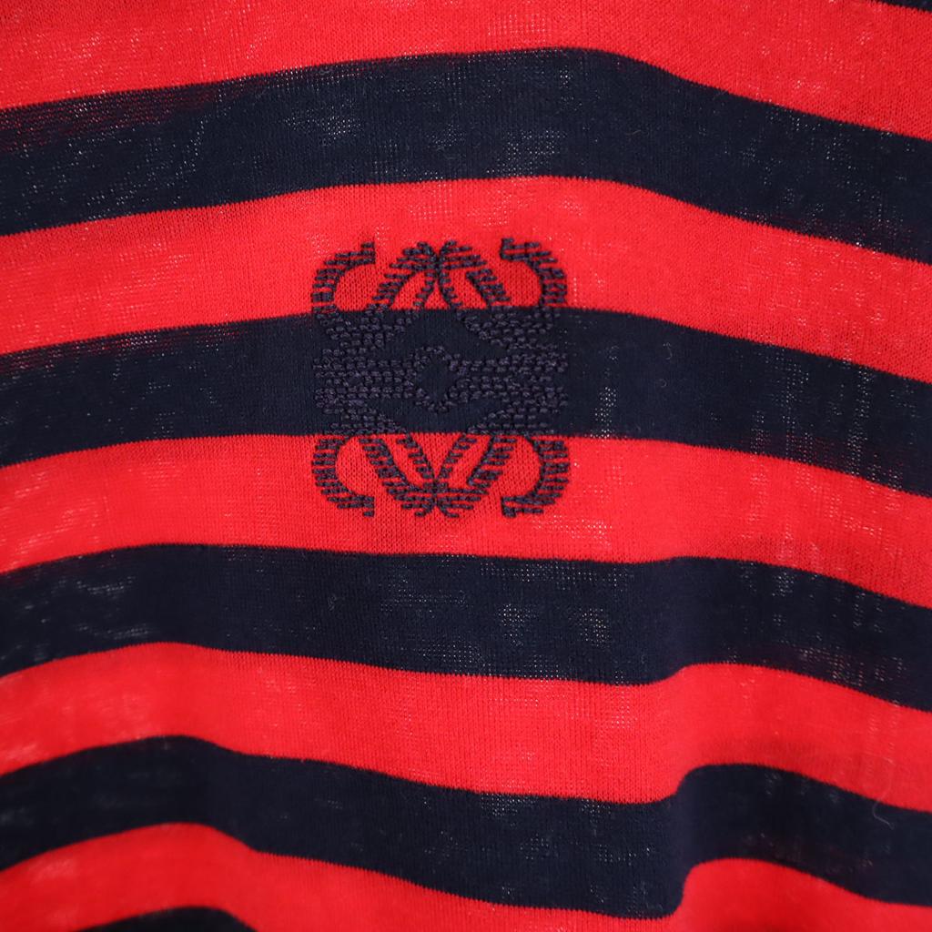 Loewe Made In Italy Old Border Pattern Long Sleeve T-shirt M Red Ron T Women Used
