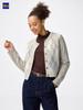 Uniqlo Gu Puff Knit Argyle Crew Neck Short Cardigan