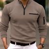 Mens Polo Shirt Long Sleeve T-shirt Men's 1/4 Zip Sport Solid Business Golf Tops