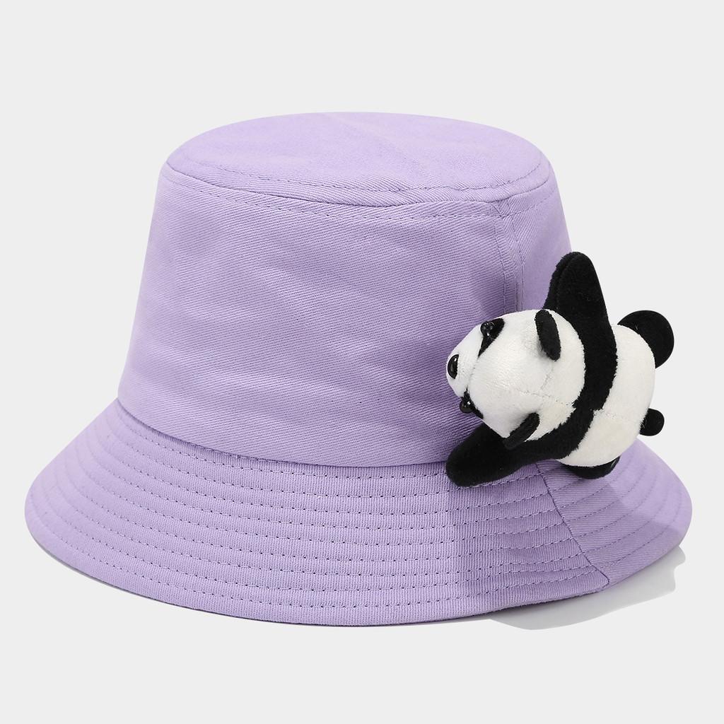 Childrens Cotton Sun Hat With Plush Panda Decoration For Summer Outdoor Play