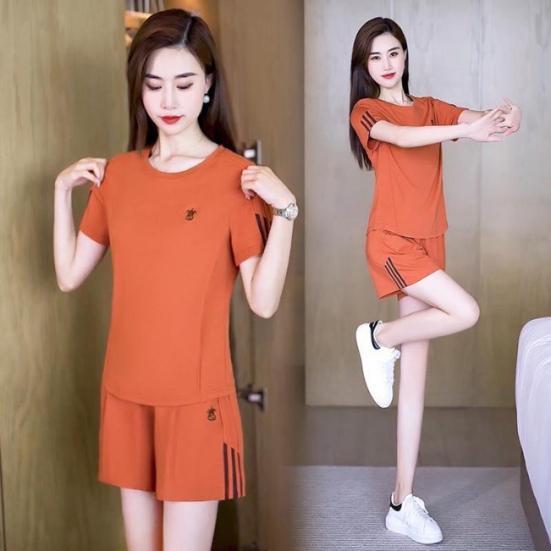 Fashion Casual Sports Suit for Women Summer Thin Fashion Short-sleeved Shorts Two-piece Set