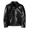 Genuine Horsehide Leather Jacket Mens Slim Fit Short Biker Coat Autumn Winter Outerwear Large Size