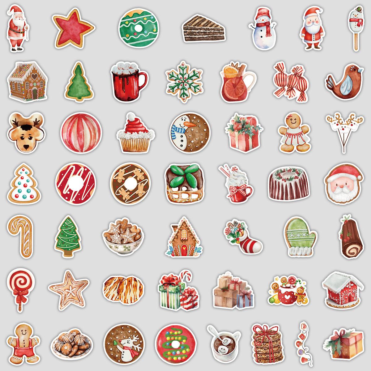

50 Christmas Food Graffiti Stickers Water Cup Suitcase Waterproof Decorative Stickers Creative Holiday Stickers