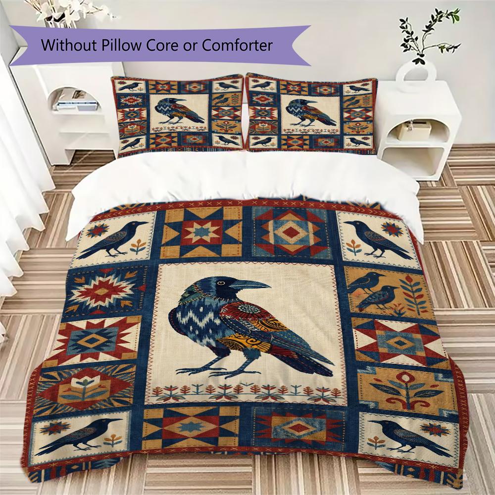 Crow Pattern Bedding uilt Set uilt Cover Pillowcase Home Decoration Birthday Gift (1 * duvet cover + 2 * pillowcase  without core)47