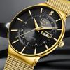 LIGE Fashion Casual Man Watch Luxury Simple Dial Weeks Date Stainless Mesh Belt Ultra Thin Quartz Watches Male Waterproof Clocks