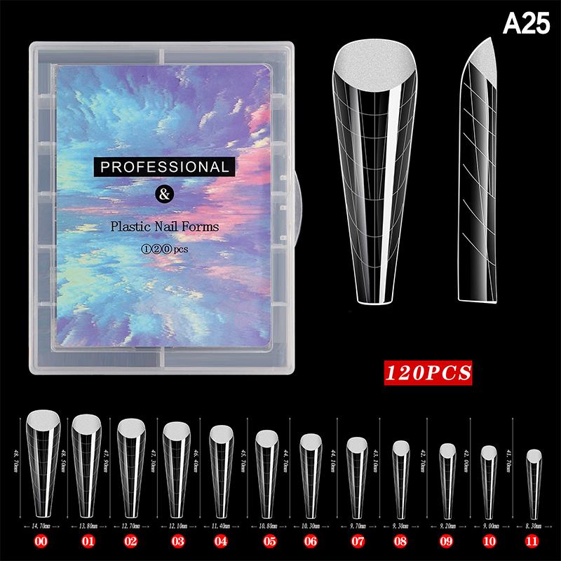 120 Pcs/Set Clear Dual Forms False Nails Full Cover Quick Building Gel Mold Tips Nail Extension Molds Upper Forms For Nails Tips