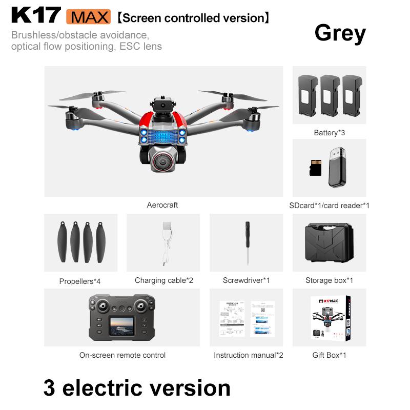 2025 K17 Max Drone Screen Version 4K HD Camera Brushless Obstacle Avoidance Aerial Photography Foldable Quadcopter Dron RC TOY