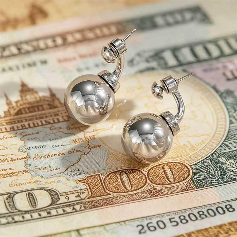 Vintage Round Ball Stud Earrings - Unique Light Luxury Design