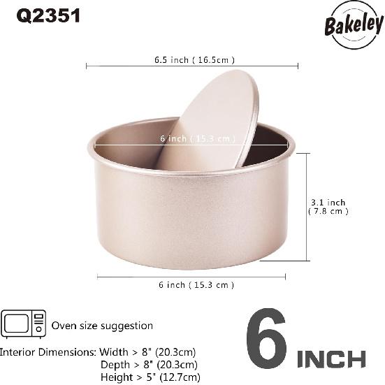 Round Cake Pan, Nonstick 6-Inch with Removable Loose Bottom Chiffon Bakeware (Champagne Gold)