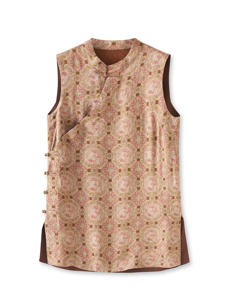 Xiangyunsha Sleeveless Cheongsam Vest - Women's Retro National Style Summer Top