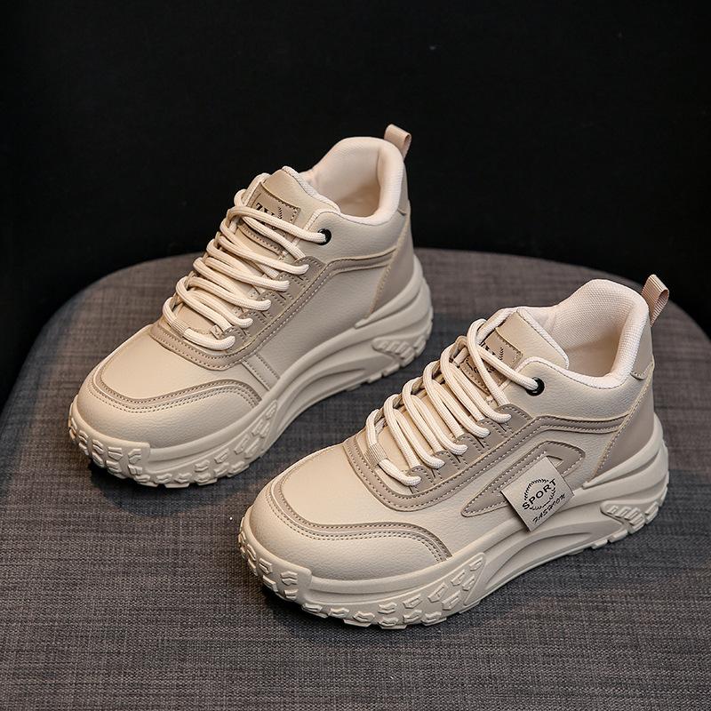 ins Korean version of thick-soled high-top dad shoes 2025 autumn new student running height-increasing casual sports shoes