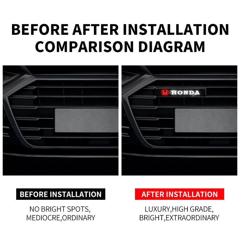 Car LED Front Hood Grille Emblem Badge Decorative Light For Honda Civic