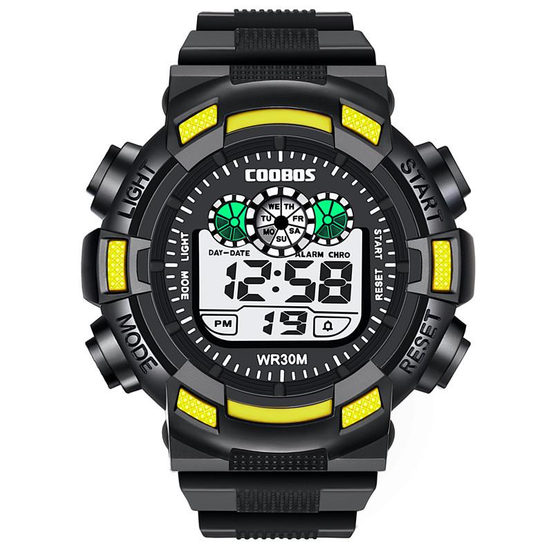 Cool Boss Outdoor Waterproof Led Luminous Digital Watch For Men With Stopwatch And Sports Timing