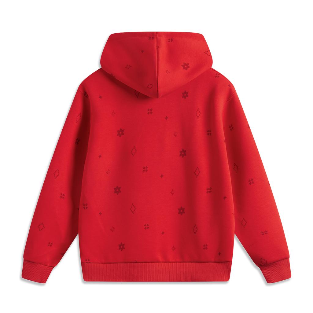 Li Ning Daily Prosperity Series CNY Zodiac Year Casual Simple Comfortable Dopamine Solid Color Hoodie Women hoodies Cinnabar-Red AWDV184-6