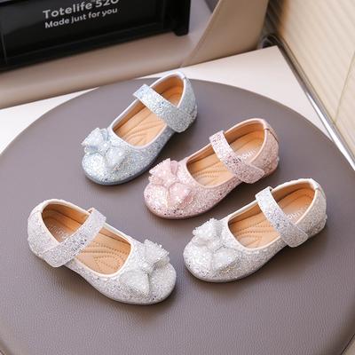 Mädchen Prinzessin Schuhe Glänzende Pailletten Süße Schleifen Kinder Tanzschuhe für Hochzeitsfeier 2025 Neu Kinder Ballerinas Elegant Süß Weich