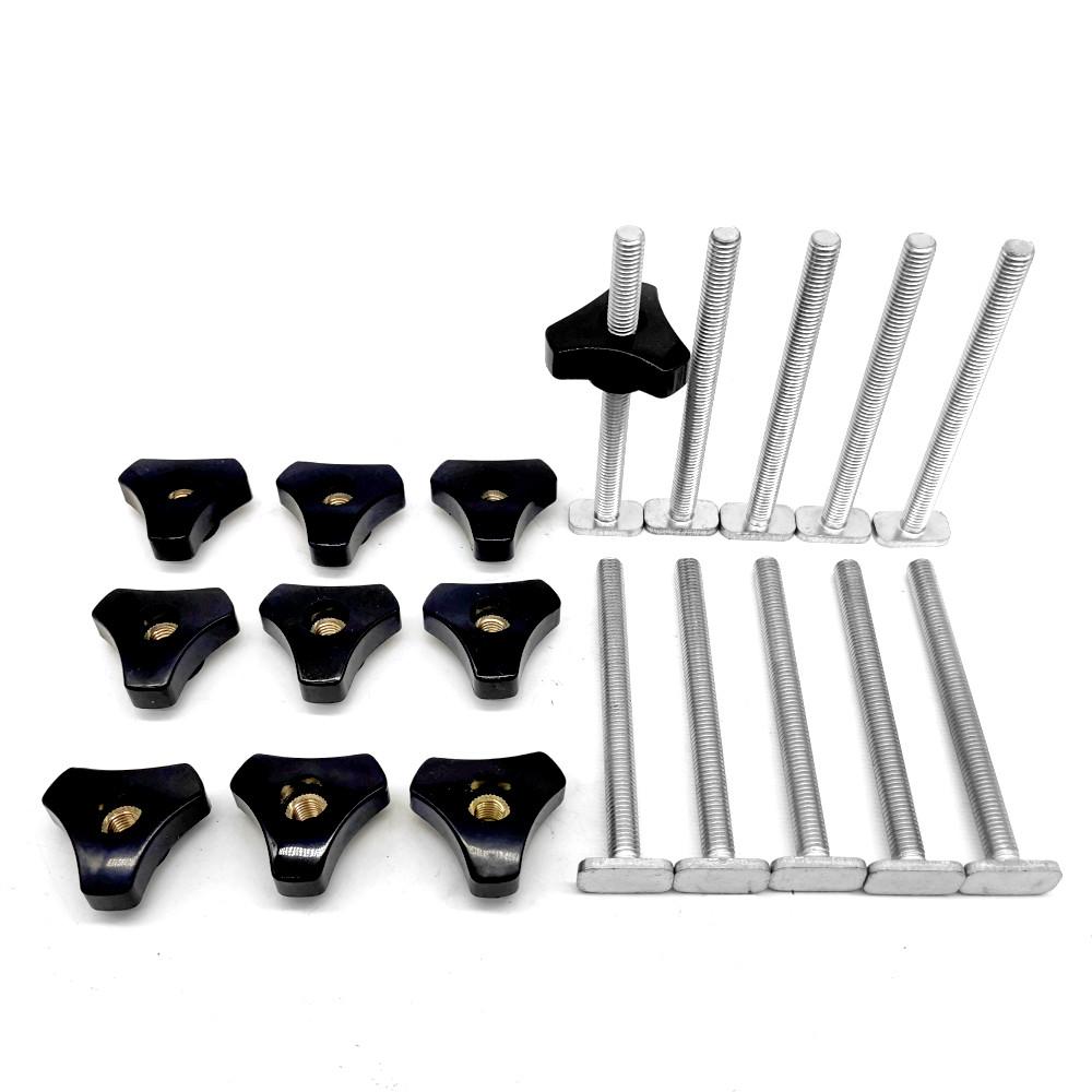 10 Pack T Bolt and Nut Set M8 Woodworking Tool Jigs Screw Slot Fastener and Through Hole Nut Miter Track Bolts Jig W/ Thread