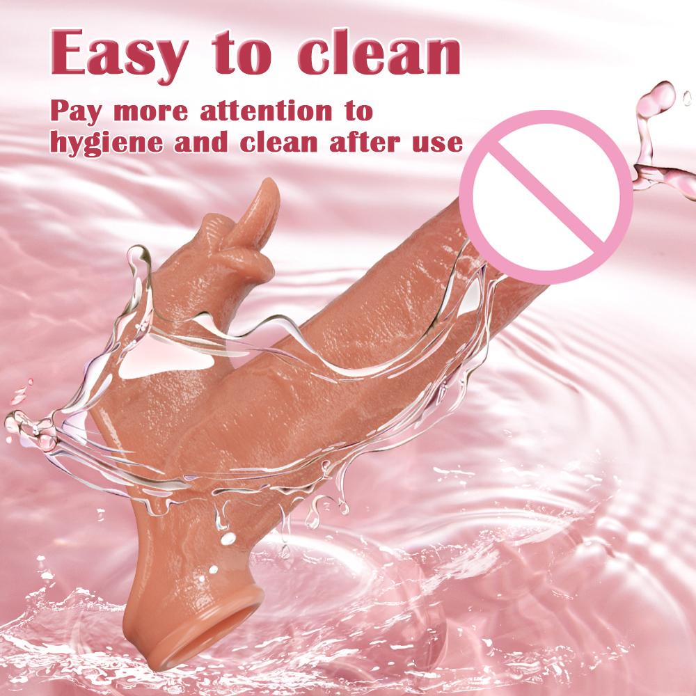 Remote Control Reusable Penis Extender Dildo Sleeve Glans Delay Ejaculation Cockring Adult Vibrator Couples Sex Toys for Men