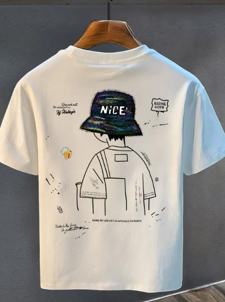 2026 New ShortSleeved TShirt For Unisex Pure Cotton Summer Loose Simple And Fashionable Printed Top S
