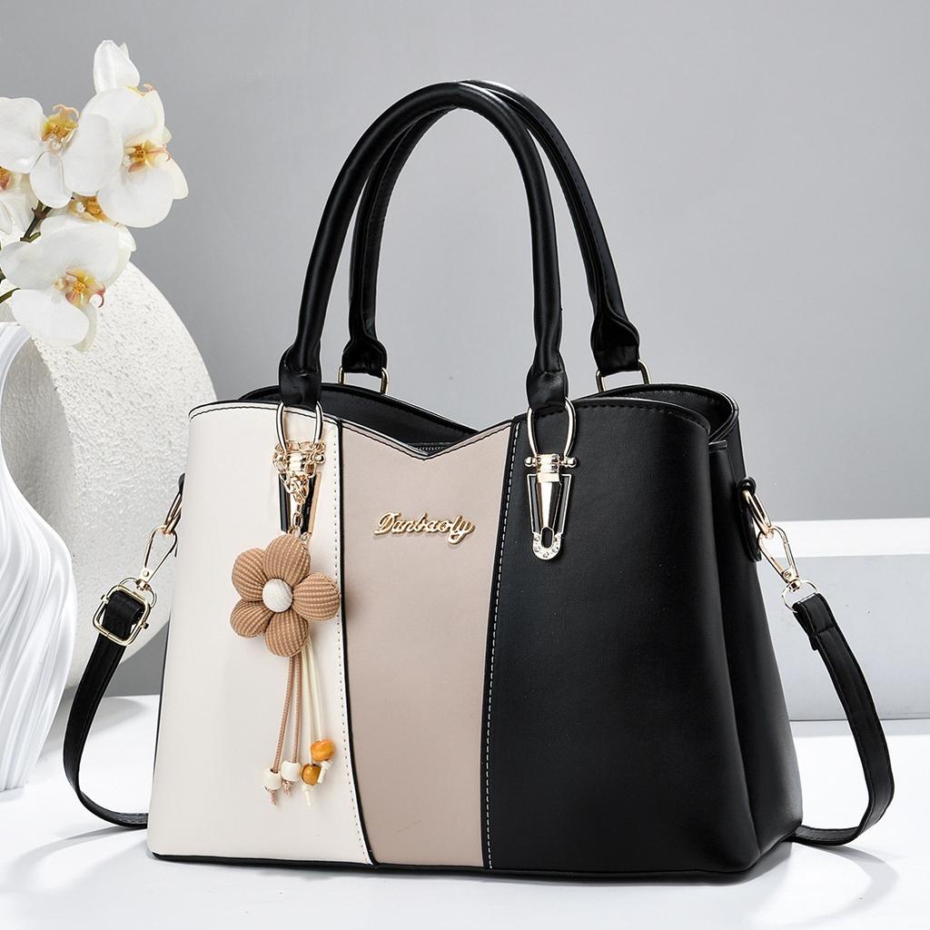 2026 New Color Blocking Splicing Shoulder Bag