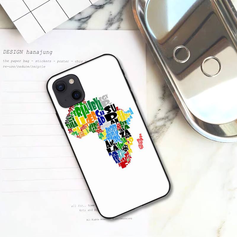 Africa Map Geogra Phone Case For iPhone 11 12 Mini 13 14 15 Pro XS Max X Plus SE XR Shell
