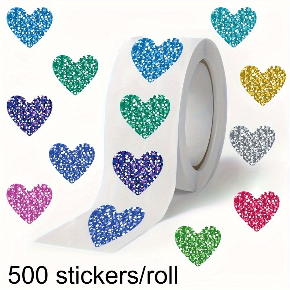 

500pcs/1roll Mied color Sparkling Glitter Heart Stickers - Adorable Designs for Love Labels,Heartfelt Decorations on Envelopes one size fits all