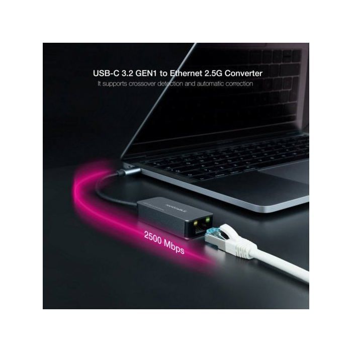 NANOCABLE 10.03.0410 - Convertisseur USB-C 3.2 GEN1 vers Ethernet 2.5G, Adaptateur USB-C 3.2 GEN1 vers Ethernet 2.5G, Boîtier