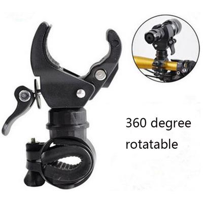 Clip per torcia elettrica autobloccante multifunzionale Clip per torcia elettrica rotante nera Attrezzatura per ciclismo