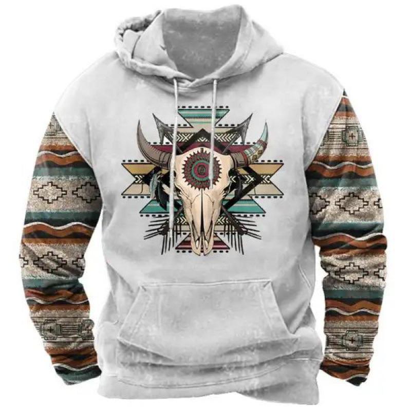 Men's Plus Size 3D Printed Western Hoodie