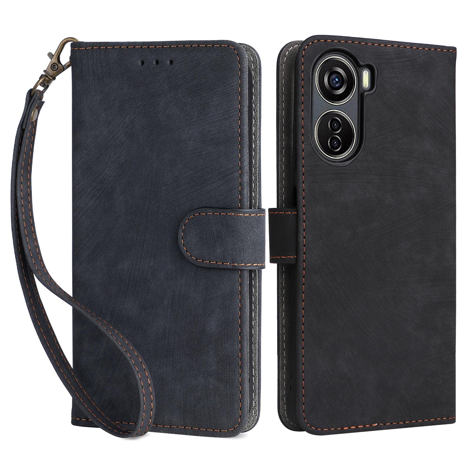 

Для ZTE Blade V41 Vita 5G/Axon 40 Lite/Blade V40 Design/V50 Design 5G/nubia Neo 5G Кожаный чехол для телефона с блокировкой RFID Black