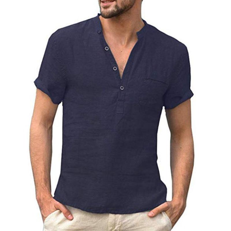 Half-collar Polo Shirt Short Sleeve T-shirt Men's Ins Loose Lapel Five-quarter Sleeve Shirt