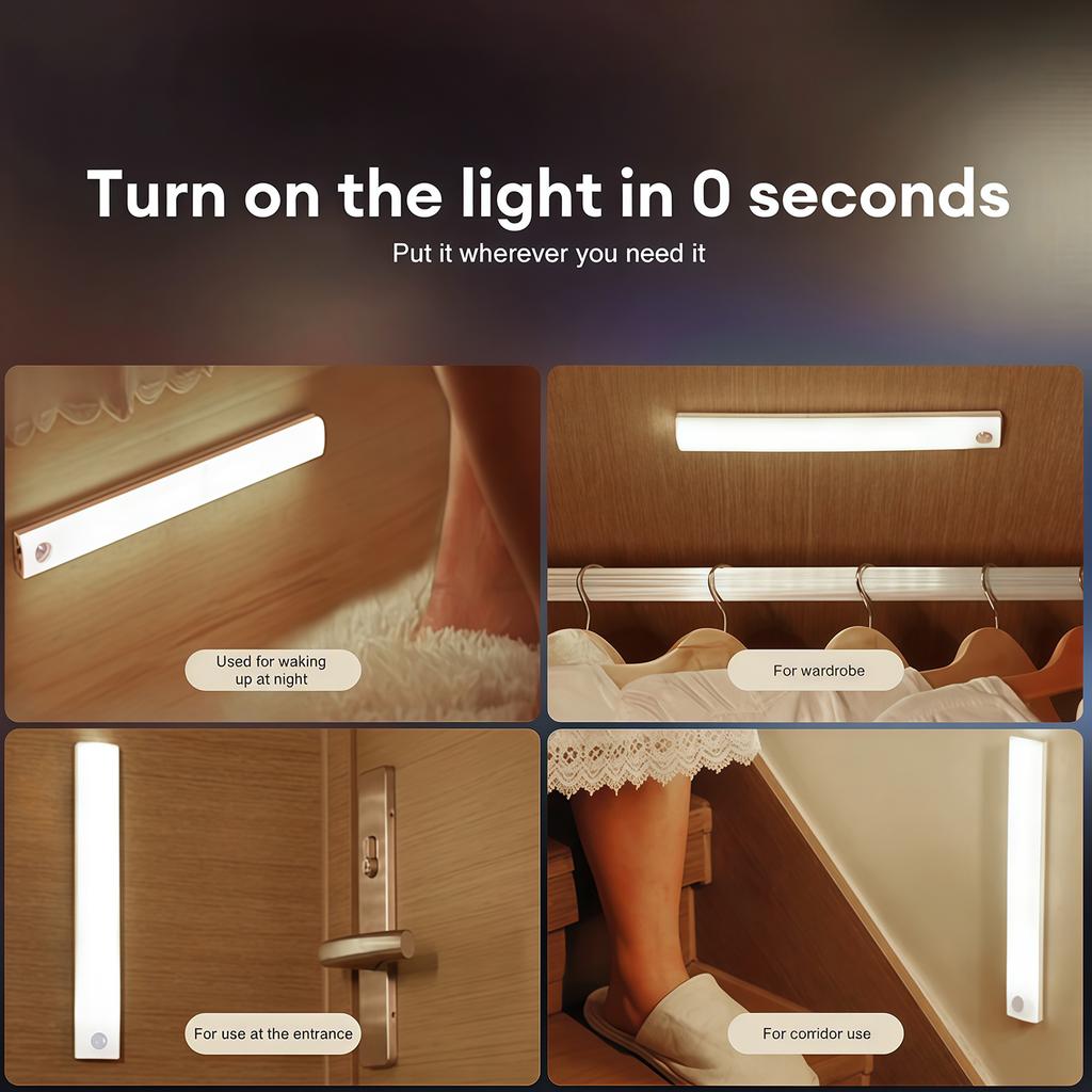 LED Motion Sensor Light Strip, Rechargeable Magnetic Light, Cabinet Light, Wardrobe Light, Wine Cabinet, Shoe Cabinet Motion Sen