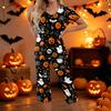 Women Two Piece Halloween Print Lounge Set Short Sleeve Top and Capri Pants Casual Pajama Set for Relaxed Fit