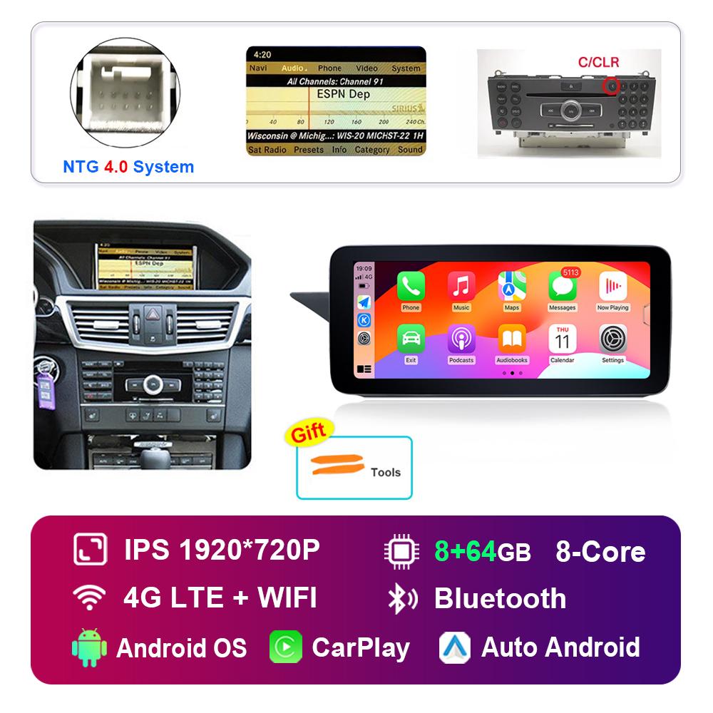 12.3 inch HD Touch Screen for Mercedes Benz E Class W212 2009 - 2015 NTG 4.0 4.5 System Android Car Radio Multimedia Player GPS