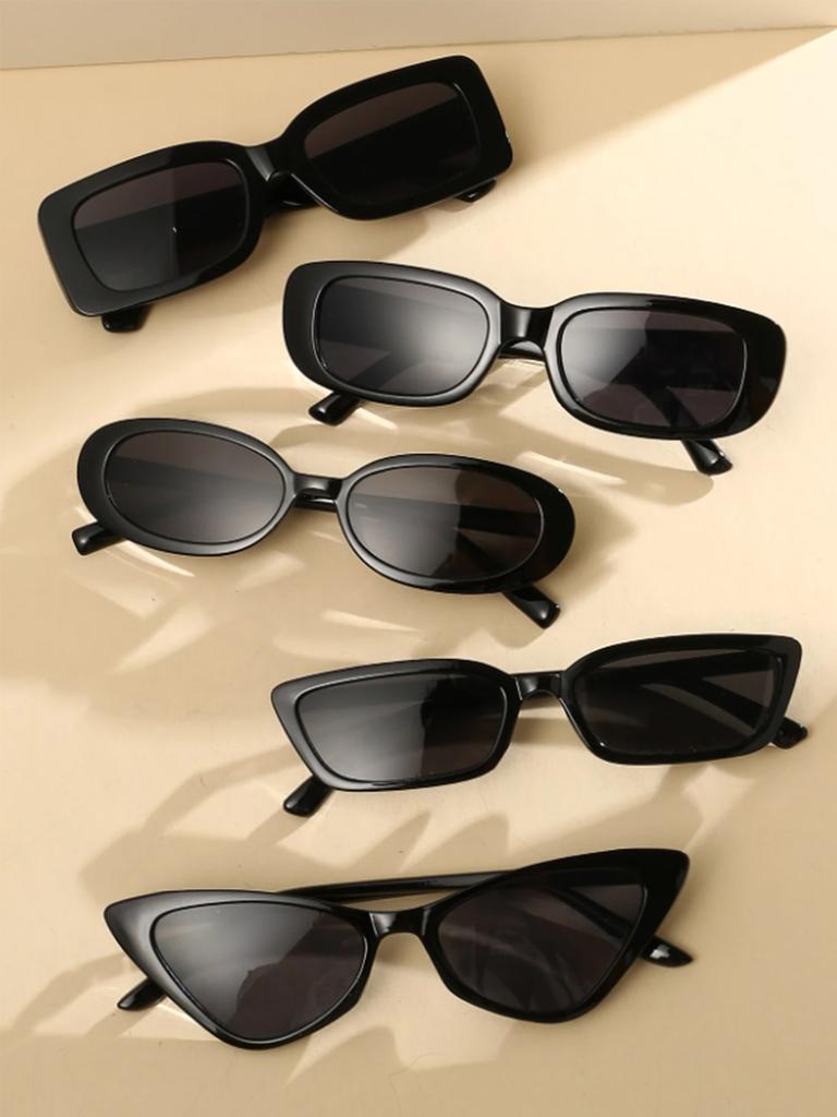 5Pcs Classic Fashion Mixed Shape Frame Sunglasses Set Stylish Look Suitable for Street Photography Commuting Vacation