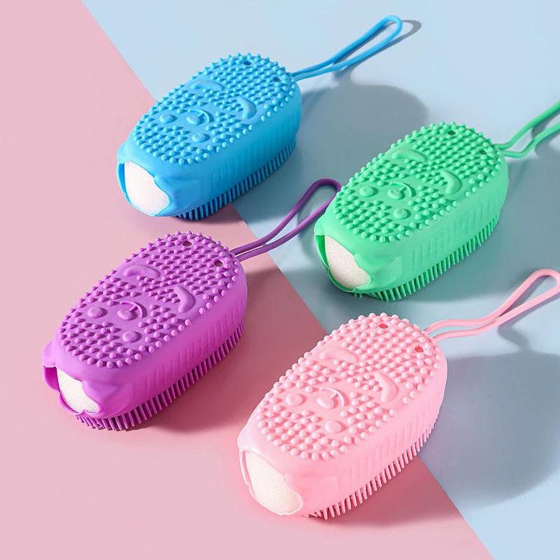 Scrubber de corp din silicon pentru duș Scrub exfoliant Burete pentru baie cu bule Perie de masaj Dispozitiv de curățare pentru curățarea pielii Accesorii pentru baie