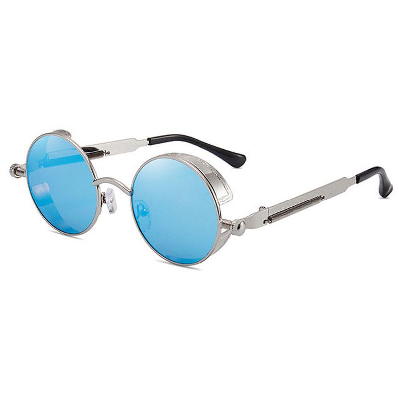 Retro Round Frame Sunglasses: Metal Spring Prince Mirror, Colorful Steampunk Style for Men & Women