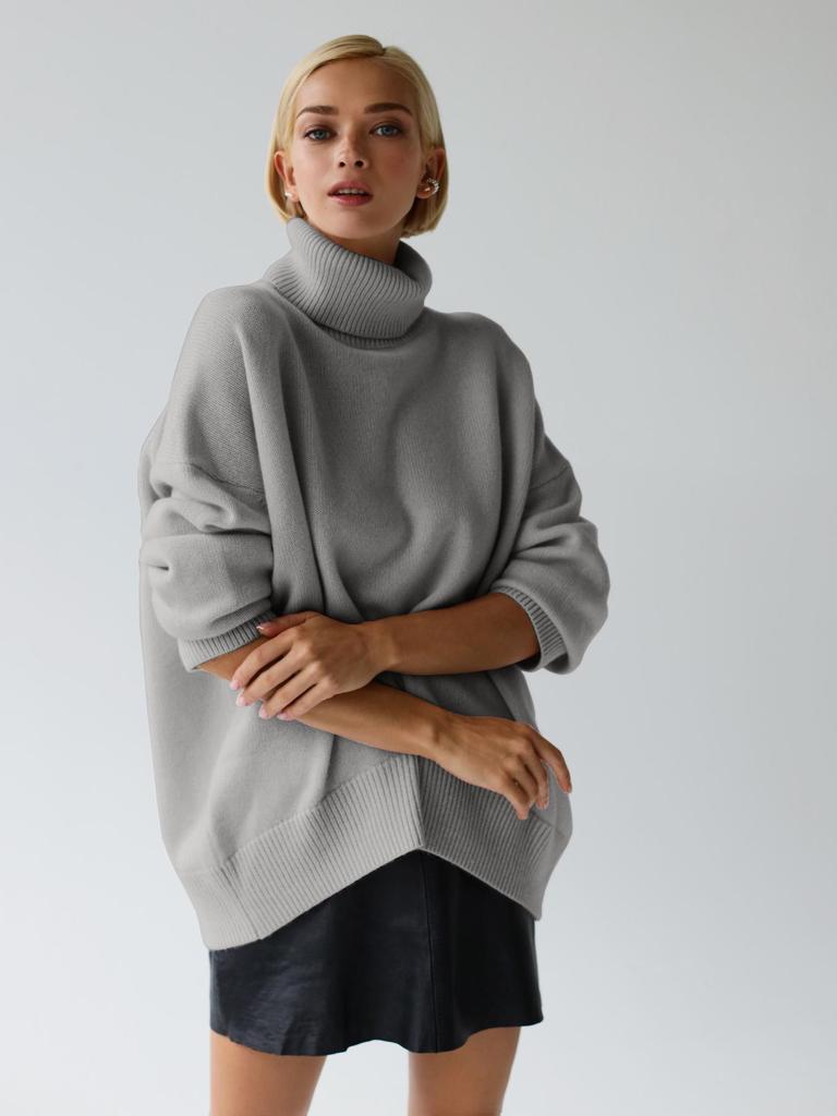 European & American Women's Thick Knit Sweater - Autumn/Winter, Loose High Neck Pullover
