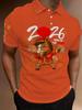 Men's Year-Round Suitable Short-Sleeve Polo Shirt with Year-Round Suitable for Chinese New Year Dragon Print - Button Lapel Collar, Full-Body Dragon,